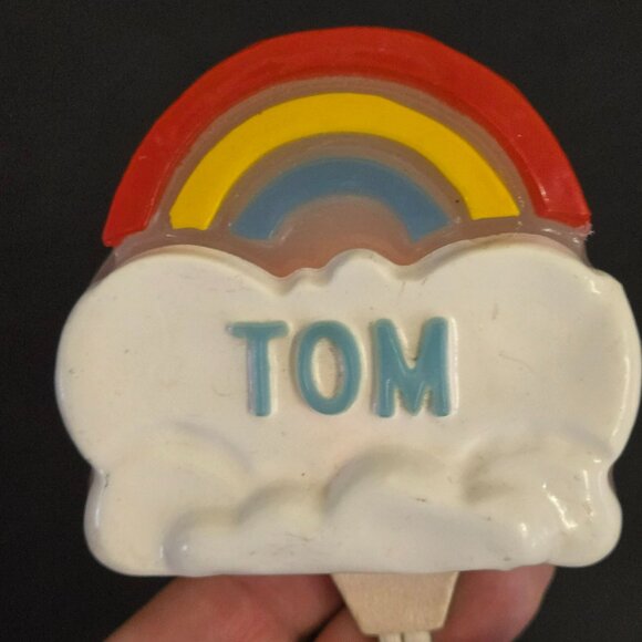 Vintage 80s Lucite Rainbow Night Light "Tom" Name Clouds Working Condition - Picture 4 of 11